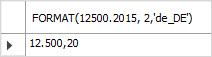 MySQL FORMAT de_DE localidade