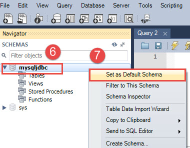 5 defina mysqljdbc como esquema padrão