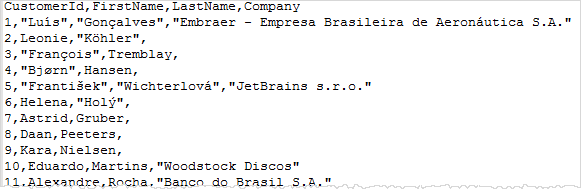 Exemplo de exportação CSV SQLite