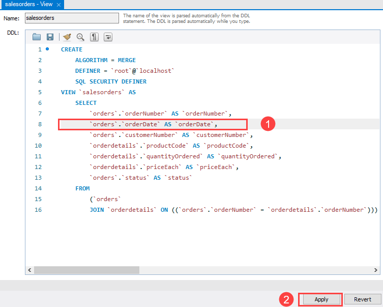 MySQL ALTER VIEW com Workbench etapa 2