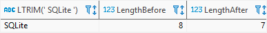 Funções de string SQLite - função LTRIM