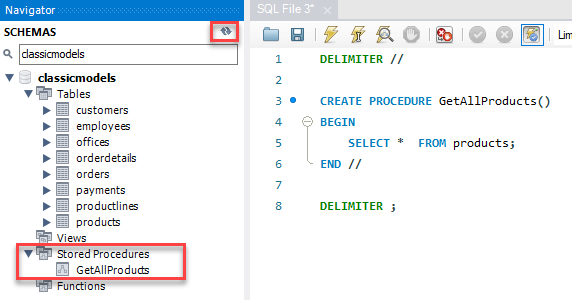 Exemplo de CREATE PROCEDURE do MySQL, etapa 4