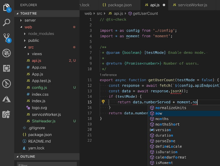 Editor de código JavaScript - Código VS