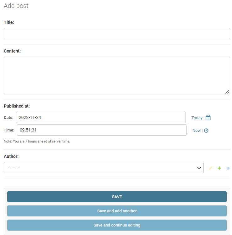 página de administração do Django - crie uma postagem