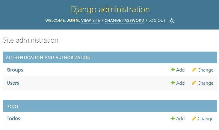 site de administração django-rest-api